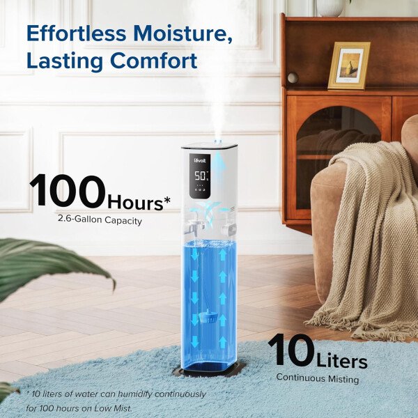 LEVOITHumidificadores para habitación de habitación grande de dormitorio, WiFi inteligente Control de Alexa, 6L Top Relleno fresco y fresco Niebla para toda la casa, aceite esencial, humedad personalizada, modo de suspensión, temporizador, ultra silencioso, blanco - Imagen 27
