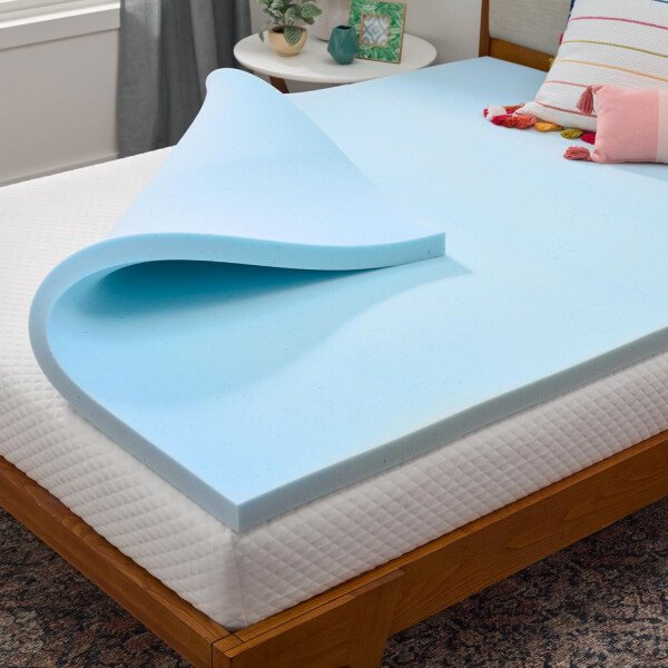 Linenspa - Cubrecolchón de espuma viscoelástica con infusión de gel, refrescante, ventilado y transpirable, con certificado CertiPUR, 2 pulgadas, individual XL