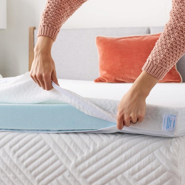 Linenspa - Cubrecolchón de espuma viscoelástica con infusión de gel, refrescante, ventilado y transpirable, con certificado CertiPUR, 2 pulgadas, individual XL - Image 8