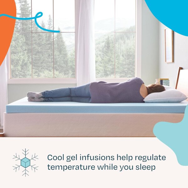 Linenspa - Cubrecolchón de espuma viscoelástica con infusión de gel, refrescante, ventilado y transpirable, con certificado CertiPUR, 2 pulgadas, individual XL - Image 15