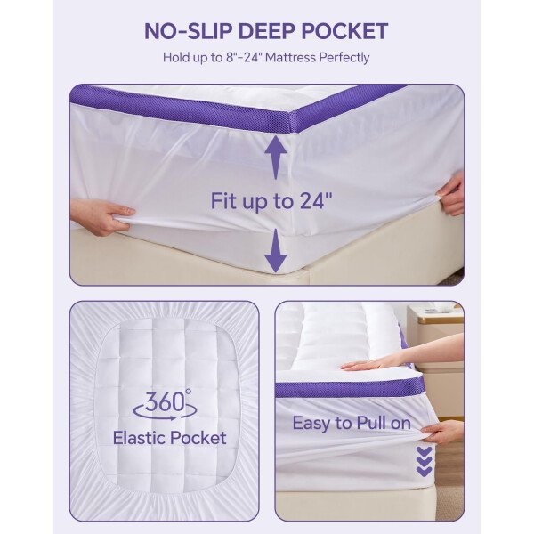 Cubrecolchón de espuma viscoelástica de doble capa de 4 pulgadas, tamaño individual, espuma viscoelástica de gel de 2 pulgadas y almohadilla superior de almohada de 2 pulgadas, funda de - Image 7