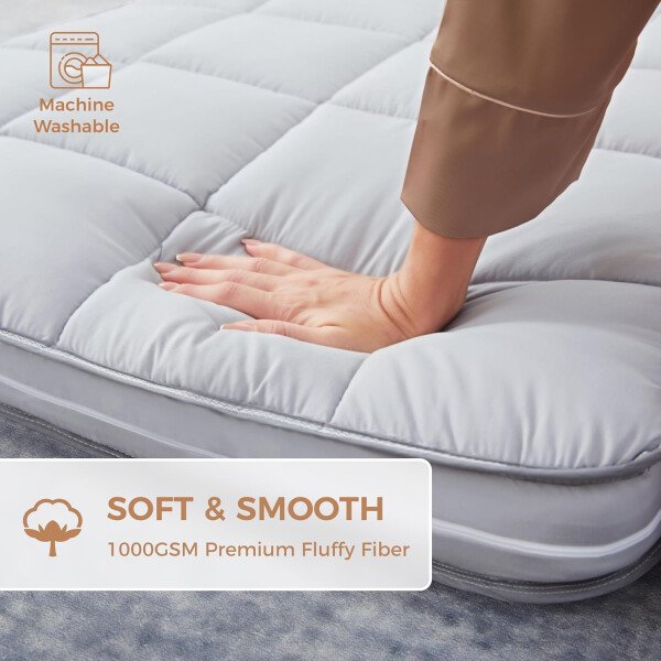 Cubrecolchón para cuna, espuma viscoelástica con infusión de gel, funda de algodón lavable a máquina, tapete enrollable, almohadilla de dormir plegable portátil, tamaño individual estrecho (75 - Imagen 4