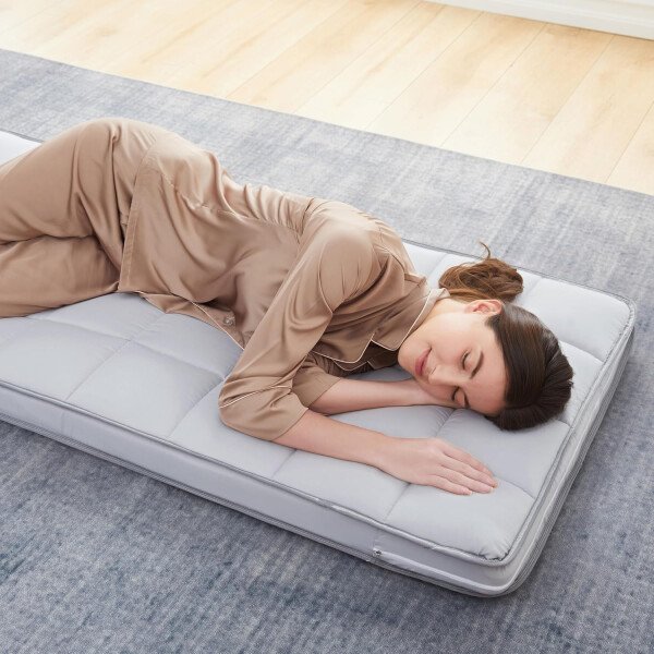 Cubrecolchón para cuna, espuma viscoelástica con infusión de gel, funda de algodón lavable a máquina, tapete enrollable, almohadilla de dormir plegable portátil, tamaño individual estrecho (75 - Imagen 7