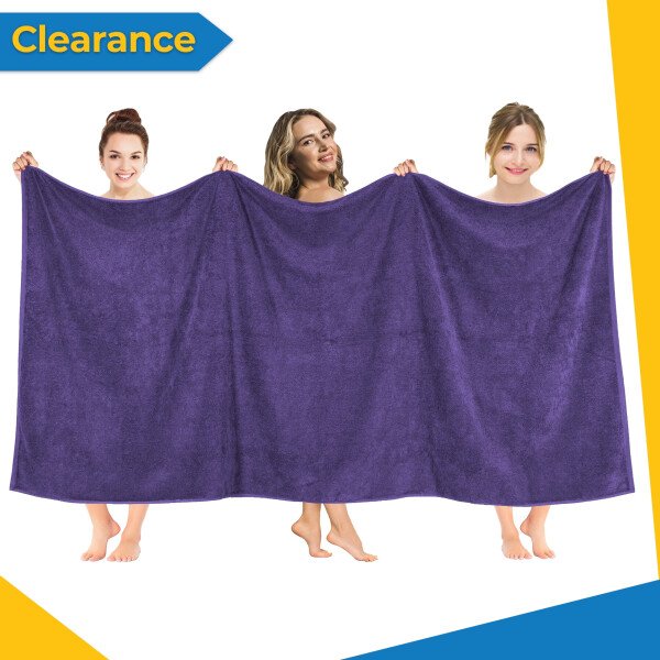 American Soft Linen Sábana de Baño Extragrande de Lujo 40x80, Toalla de Baño Turca XL 100% Algodón, Morado