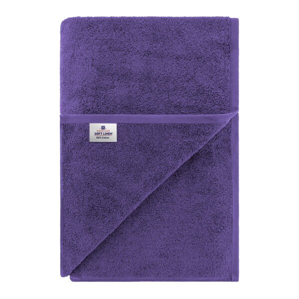 American Soft Linen Sábana de Baño Extragrande de Lujo 40x80, Toalla de Baño Turca XL 100% Algodón, Morado - Imagen 5