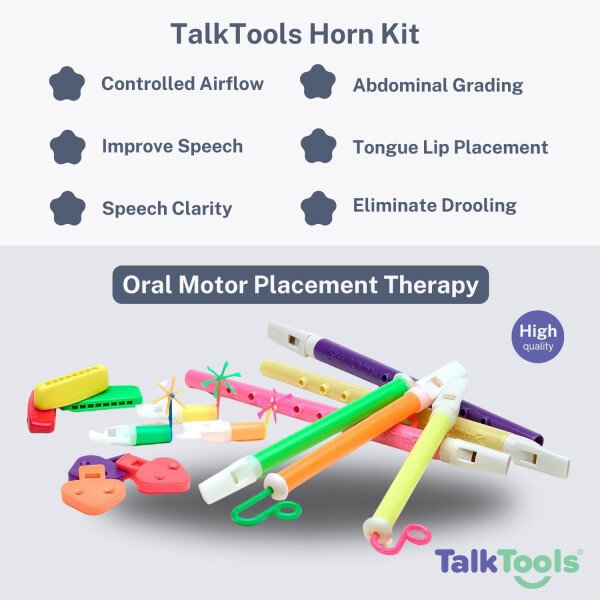 TalkTools Kit de bocina | Terapia de colocación motora oral | Mejora el habla, la colocación de los labios de la lengua | Reduce o elimina el babeo | Calificación abdominal | Flujo de aire oral - Image 2