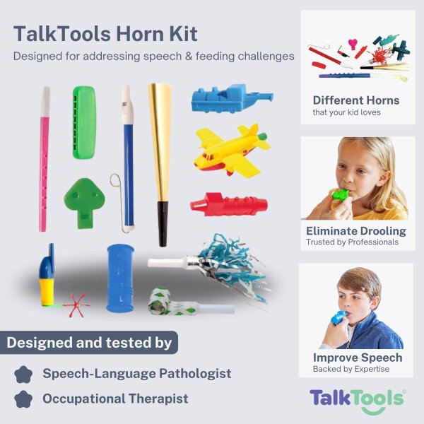 TalkTools Kit de bocina | Terapia de colocación motora oral | Mejora el habla, la colocación de los labios de la lengua | Reduce o elimina el babeo | Calificación abdominal | Flujo de aire oral - Image 3