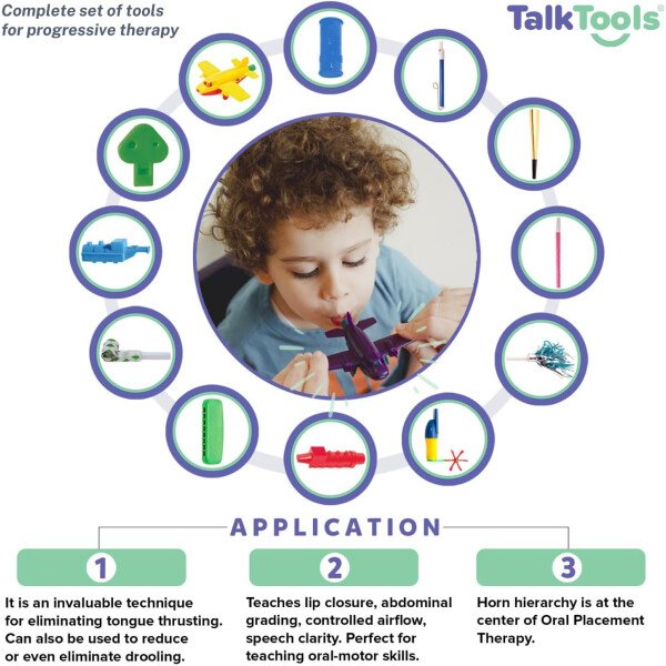 TalkTools Kit de bocina | Terapia de colocación motora oral | Mejora el habla, la colocación de los labios de la lengua | Reduce o elimina el babeo | Calificación abdominal | Flujo de aire oral - Image 5