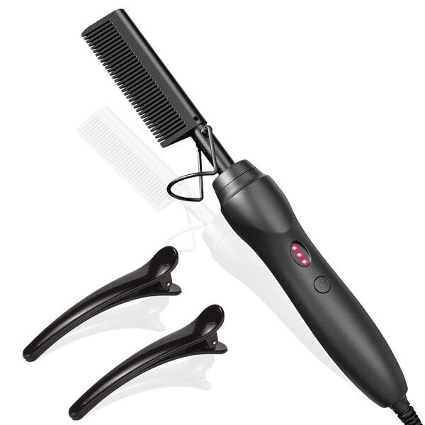 Plancha de pelo con peine caliente, peines de prensado térmico, rizador de cerámica portátil para cabello, barba, pelucas, herramientas de peinado para cabello húmedo y seco. - Imagen 10