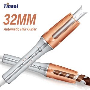 Rizador de pelo automático TINSOL de 32 mm con iones negativos, giratorio, de cerámica, con 3 controles de temperatura inteligentes.