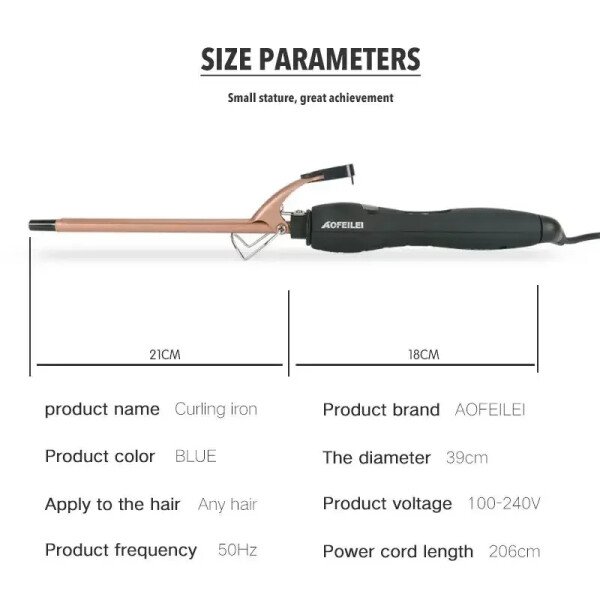 Rizador de pelo eléctrico profesional Aofeilei de 9 mm y 13 mm, rizador de pelo pequeño, rizador de pelo de cerámica, rizador eléctrico. - Image 2