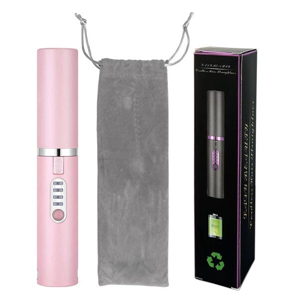 Plancha y rizador de pelo eléctrico USB 2 en 1 con diseño de diamantes de colores, inalámbrico, para viajes. - Imagen 7