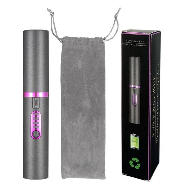 Plancha y rizador de pelo eléctrico USB 2 en 1 con diseño de diamantes de colores, inalámbrico, para viajes. - Imagen 15