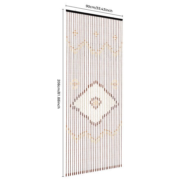Cortina de cuentas de madera de 31 líneas para puerta, mosquitera, para porche, sala de estar, 90 x 208 cm - Imagen 2