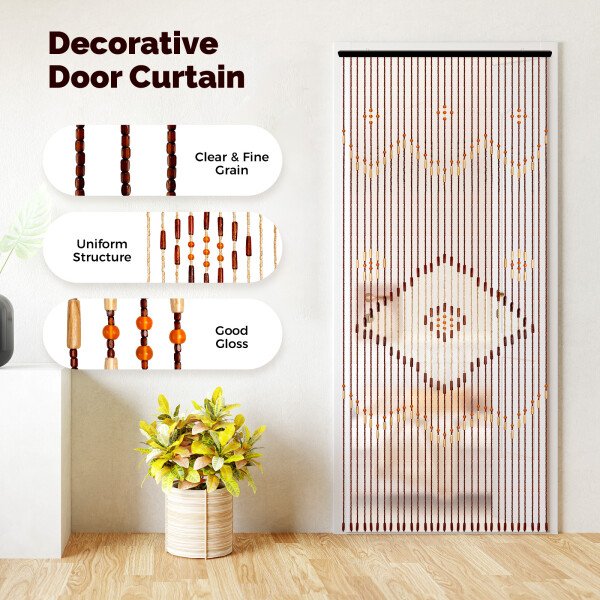 Cortina de cuentas de madera de 31 líneas para puerta, mosquitera, para porche, sala de estar, 90 x 208 cm - Imagen 5
