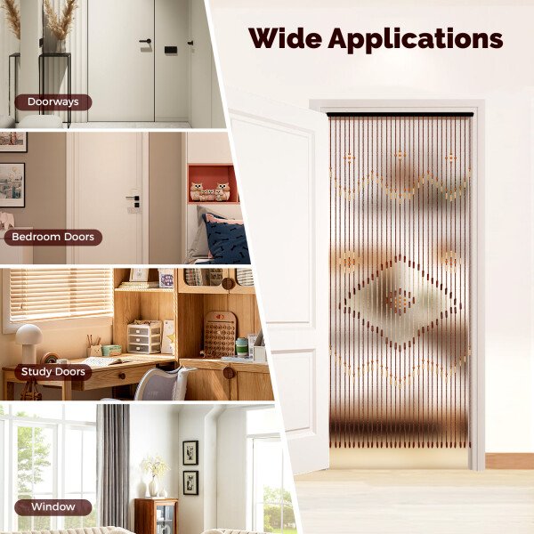 Cortina de cuentas de madera de 31 líneas para puerta, mosquitera, para porche, sala de estar, 90 x 208 cm - Imagen 6