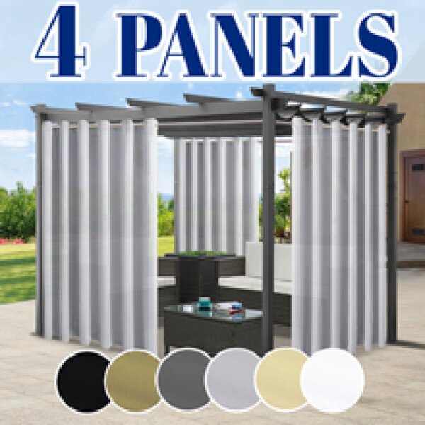 4 cortinas solares para exteriores, filtrantes de luz, transpirables y con ojales superiores para una fácil instalación, ideales para cenadores. - Image 2