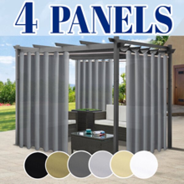 4 cortinas solares para exteriores, filtrantes de luz, transpirables y con ojales superiores para una fácil instalación, ideales para cenadores. - Image 3