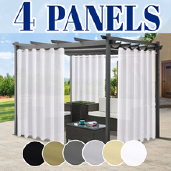 4 cortinas solares para exteriores, filtrantes de luz, transpirables y con ojales superiores para una fácil instalación, ideales para cenadores. - Image 4