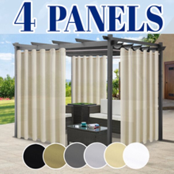 4 cortinas solares para exteriores, filtrantes de luz, transpirables y con ojales superiores para una fácil instalación, ideales para cenadores. - Image 6