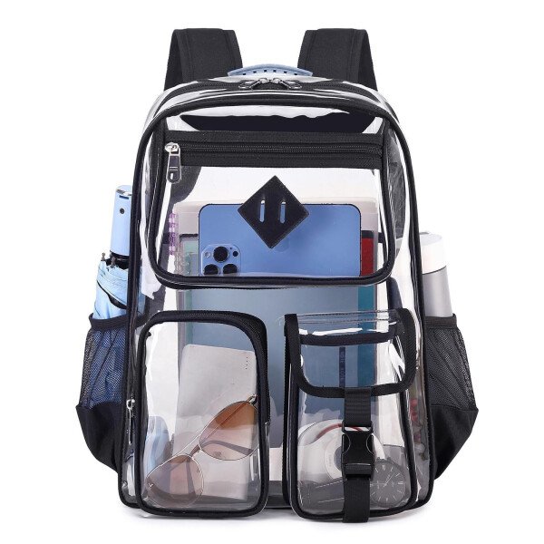Nueva mochila transparente de PVC de gran capacidad, mochila impermeable para deportes al aire libre, mochila visual para la escuela. - Image 6