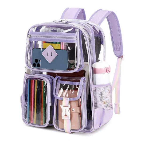 Nueva mochila transparente de PVC de gran capacidad, mochila impermeable para deportes al aire libre, mochila visual para la escuela. - Image 7