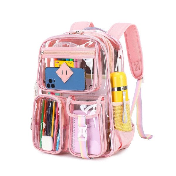 Nueva mochila transparente de PVC de gran capacidad, mochila impermeable para deportes al aire libre, mochila visual para la escuela. - Image 8