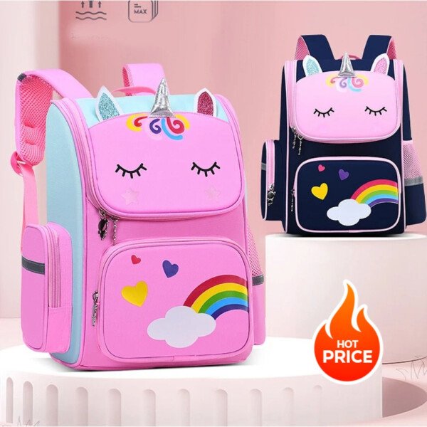 Mochila de gran capacidad para niñas, impermeable, con estampado de unicornio, para adolescentes de 2 a 16 años, bonita mochila kawaii para niños.