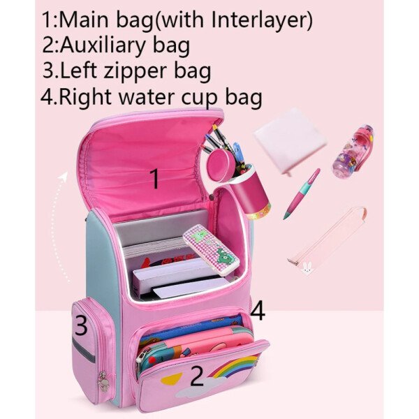 Mochila de gran capacidad para niñas, impermeable, con estampado de unicornio, para adolescentes de 2 a 16 años, bonita mochila kawaii para niños. - Image 4