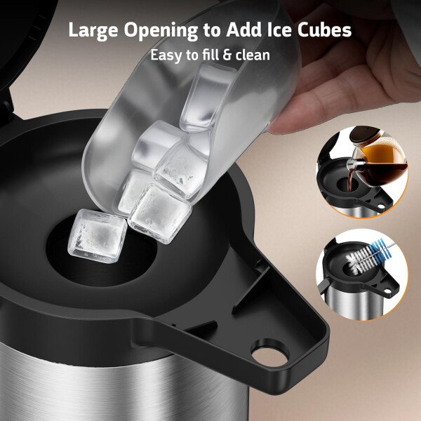 Airpot - Jarra de café para mantener el calor, dispensador de café grande de 102 onzas/3 litros con bomba, urna térmica de acero inoxidable para bebidas calientes, agua y té, dispensador térmico de - Imagen 14