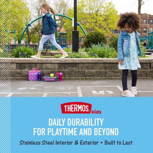 THERMOS FUNTAINER - Recipiente para comida con cuchara plegable para niños, con aislamiento al vacío, de acero inoxidable, 10 onzas, azul marino - Image 3