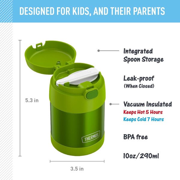 THERMOS FUNTAINER - Recipiente para comida con cuchara plegable para niños, con aislamiento al vacío, de acero inoxidable, 10 onzas, azul marino - Image 9