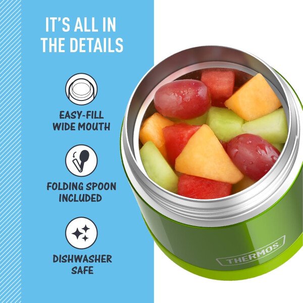 THERMOS FUNTAINER - Recipiente para comida con cuchara plegable para niños, con aislamiento al vacío, de acero inoxidable, 10 onzas, azul marino - Image 10