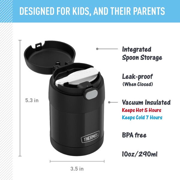 THERMOS FUNTAINER - Recipiente para comida con cuchara plegable para niños, con aislamiento al vacío, de acero inoxidable, 10 onzas, azul marino - Image 30