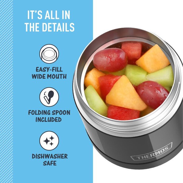 THERMOS FUNTAINER - Recipiente para comida con cuchara plegable para niños, con aislamiento al vacío, de acero inoxidable, 10 onzas, azul marino - Image 31