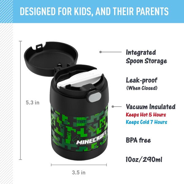 THERMOS FUNTAINER - Recipiente para comida con cuchara plegable para niños, con aislamiento al vacío, de acero inoxidable, 10 onzas, azul marino - Image 35
