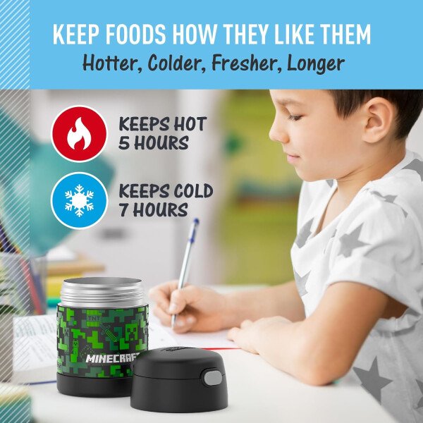 THERMOS FUNTAINER - Recipiente para comida con cuchara plegable para niños, con aislamiento al vacío, de acero inoxidable, 10 onzas, azul marino - Image 37