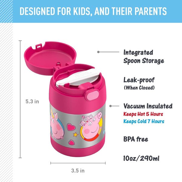 THERMOS FUNTAINER - Recipiente para comida con cuchara plegable para niños, con aislamiento al vacío, de acero inoxidable, 10 onzas, azul marino - Image 40