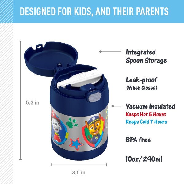 THERMOS FUNTAINER - Recipiente para comida con cuchara plegable para niños, con aislamiento al vacío, de acero inoxidable, 10 onzas, azul marino - Image 49