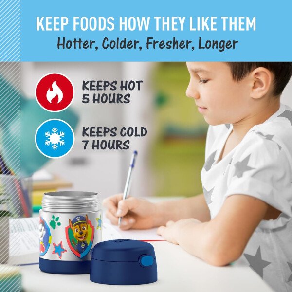 THERMOS FUNTAINER - Recipiente para comida con cuchara plegable para niños, con aislamiento al vacío, de acero inoxidable, 10 onzas, azul marino - Image 51