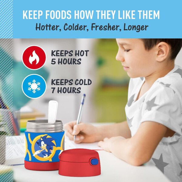 THERMOS FUNTAINER - Recipiente para comida con cuchara plegable para niños, con aislamiento al vacío, de acero inoxidable, 10 onzas, azul marino - Image 55