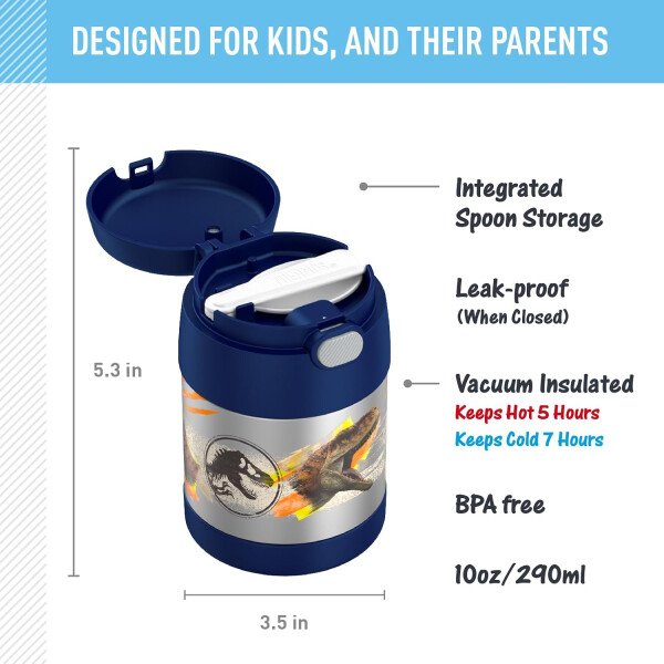 THERMOS FUNTAINER - Recipiente para comida con cuchara plegable para niños, con aislamiento al vacío, de acero inoxidable, 10 onzas, azul marino - Image 58