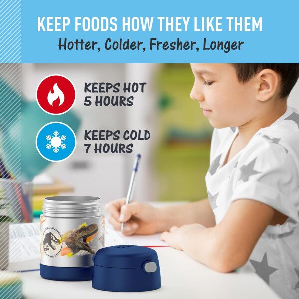 THERMOS FUNTAINER - Recipiente para comida con cuchara plegable para niños, con aislamiento al vacío, de acero inoxidable, 10 onzas, azul marino - Image 60