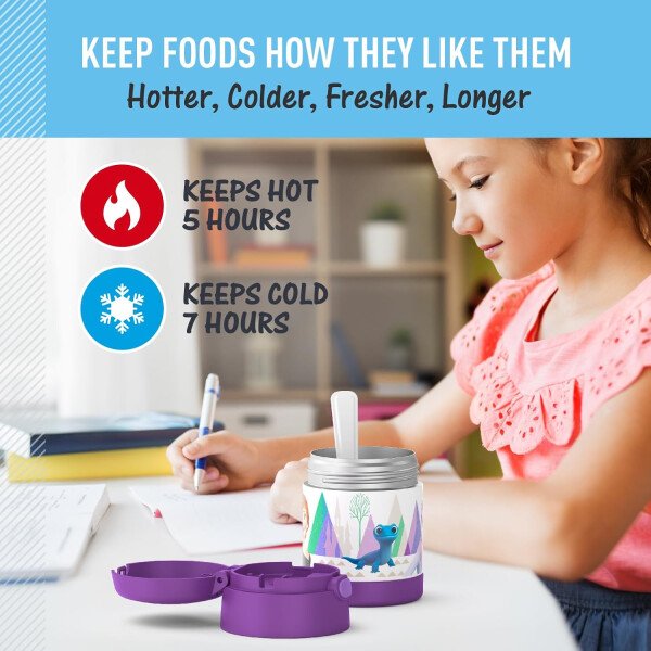 THERMOS FUNTAINER - Recipiente para comida con cuchara plegable para niños, con aislamiento al vacío, de acero inoxidable, 10 onzas, azul marino - Image 64