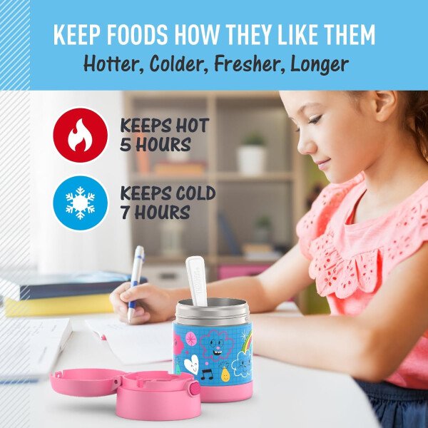 THERMOS FUNTAINER - Recipiente para comida con cuchara plegable para niños, con aislamiento al vacío, de acero inoxidable, 10 onzas, azul marino - Image 72