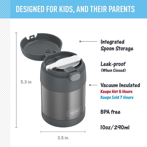THERMOS FUNTAINER - Recipiente para comida con cuchara plegable para niños, con aislamiento al vacío, de acero inoxidable, 10 onzas, azul marino - Image 74