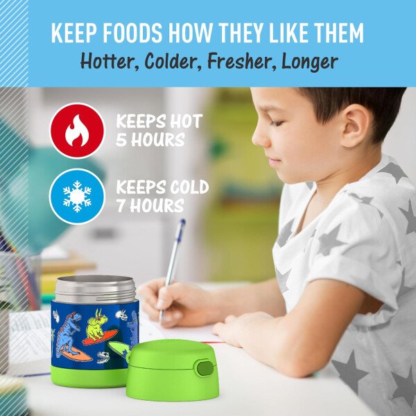 THERMOS FUNTAINER - Recipiente para comida con cuchara plegable para niños, con aislamiento al vacío, de acero inoxidable, 10 onzas, azul marino - Image 79