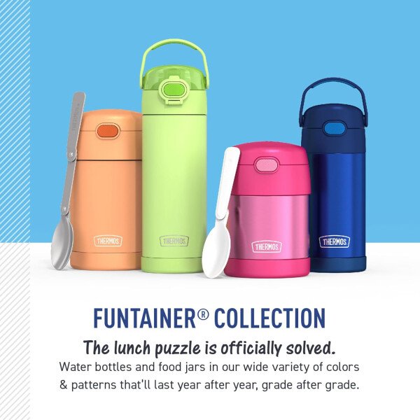 THERMOS FUNTAINER - Recipiente para comida con cuchara plegable para niños, con aislamiento al vacío, de acero inoxidable, 10 onzas, azul marino - Image 80