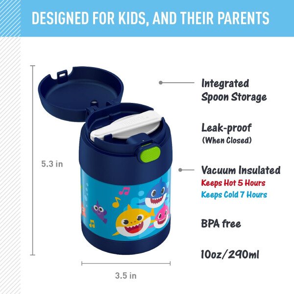 THERMOS FUNTAINER - Recipiente para comida con cuchara plegable para niños, con aislamiento al vacío, de acero inoxidable, 10 onzas, azul marino - Image 83