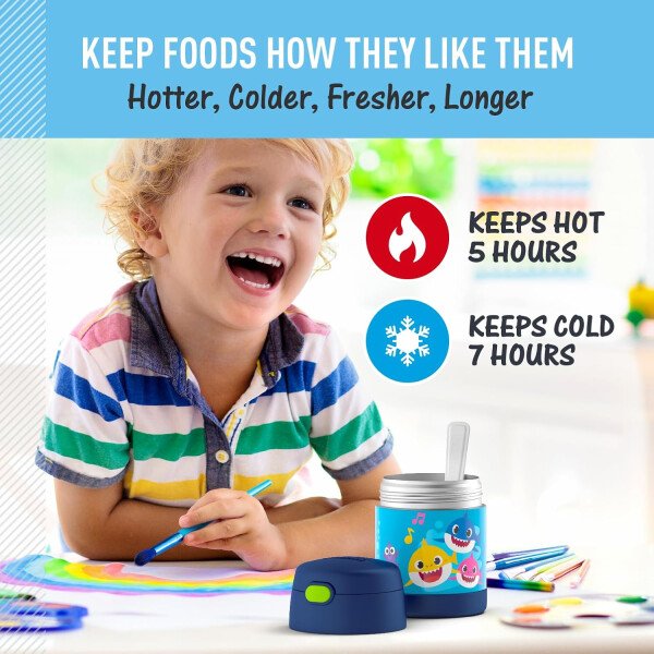 THERMOS FUNTAINER - Recipiente para comida con cuchara plegable para niños, con aislamiento al vacío, de acero inoxidable, 10 onzas, azul marino - Image 85
